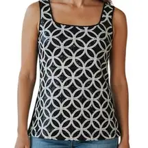 WHITE HOUSE BLACK MARKET Black With White Geometric‎ Print Sequin EUC Size Small