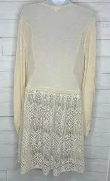LC Lauren Conrad Womens Lace and Knit Cream Duster Size Medium Open Front