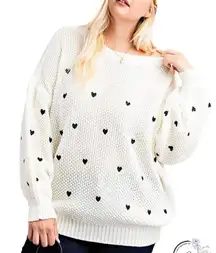 NWT  America Plus Cream Heart Sweater