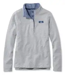 L.L. Bean Women’s Soft Rugby Shirt Pullover Quarter Button Size Small‎ Gray Blue