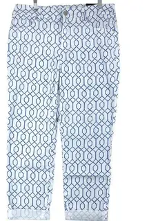 Chicos Womens Sz 1 US 8 So Slimming Girlfriend Crop Pants Stretch Geometric NEW