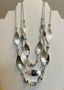 STAMPED WHBM Silver Tone Multi-Row Bib Necklace