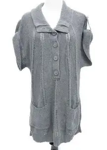 BCBG MaxAzria Women's Gray Sweater Tunic w/Front‎ Pockets Size Medium