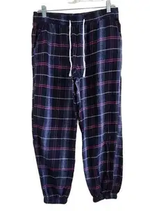 GapBody Navy Plaid Adjustable Drawstring Waist Flannel Jogger Pajama Pants Small