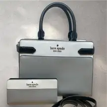 Kate Spade Staci Tricolor Colorblock Saffiano Leather Satchel & matching wallet