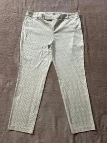 CALVIN KLEIN WHITE DIAMOND‎ PATTERN STRETCH SLIM ANKLE PANTS SIZE 14 NWT