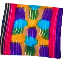 Retro Large Colorful Abstract Hippie Festival Tie Dye Scarf Shawl