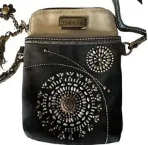 Chala Dazzled Medallion Starburst Cell Phone Crossbody Purse Adjustable Strap