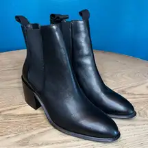Tony Bianco Hampton Black Leather Point Toe Chelsea Ankle Boots Women's Size 6.5
