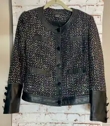 Gracia Multicolor Tweed Blazer with Black Accents