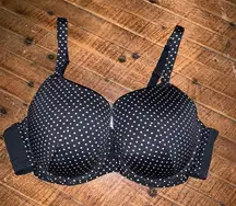 Cacique black and white polka dot lightly lined full coverage 42D bra
