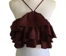 Deep Purple Casual Statement Feminine Festival Ruffled Cropped Top