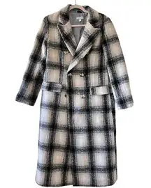 Topshop  Black Cream White Pastel Wool Blend Long Sleeves Houndstooth Coat 4