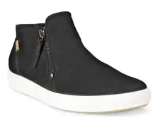 Ecco Black Soft 7 Nubuck Low Zip Sneaker Booties Women’s Size 39