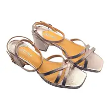 J. Renee Klarson Women’s Ankle Strap Sandals Size 10M Gold Metallic Block Heel