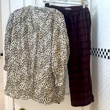 Saint Germain blouse and capri pant set. Brown/white 💯 cotton. Size PS.