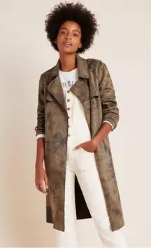 Anthropologie Roxie Suede Tie Dye Trench Coat Size Small