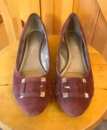 Dana Buchman Alexandria Aubsde Suede Leather Buckle Wedge Heel Women's Sz 8.5M