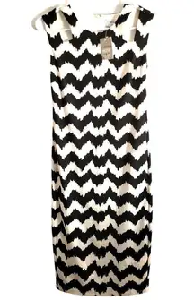 Carmen Carmen Marc Valvo Chevron Print Sheath Black White Dress XS NEW