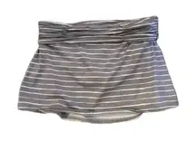 Garnet Hill Womens Lined Stretch‎ Ruched Waist Swim Skirt Gray Striped Size 02