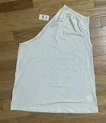 Express Ivory One-Shoulder Sleeveless Top With Pleated Shoulder Size M