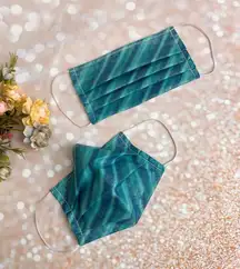 Turquoise And Purple Radiant Stripes With Gold Metallic Floral Premium Cotton Face Mask