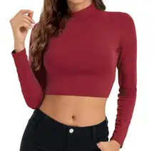 HoneyEcho Long Sleeve Mock Neck Crop Top