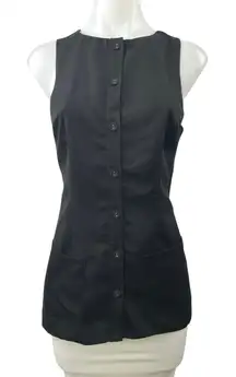 Princess Polly Women's Black Sleeveless Button Down Tunic Tank Vest Blouse Top 4