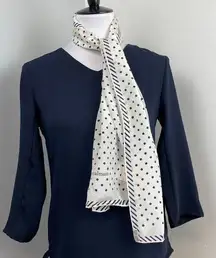 NEW Pierre Balmain White and Black Silk Polka Dot Scarf
