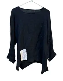 Heydari 100% Linen Asymmetrical‎ Gauzy Top Blouse Size Large Artsy Lagenlook