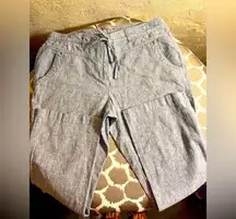 Women’s Pants light blue chambray/ white stripe Casual Drawstring Pants summer