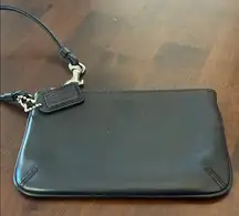 Coach Beautiful Black Leather Wristlet with Strap Soft Supple Leather EUC