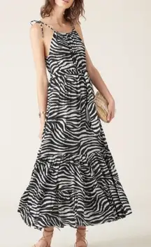 Tigerlily Zoya Black White Zebra Print Tie Strap Maxi Dress Size 8
