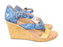 Toms Clarissa Wrapped Wedge Sandals 10007823 Espadrille Heel‎ Strap Women's 8.5