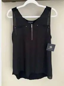 Fortune + Ivy - Lighton Zip Detail Mixed Material Blouse - New!