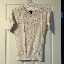 Miss Chievous Beige Lace Short Sleeve Shirt Small