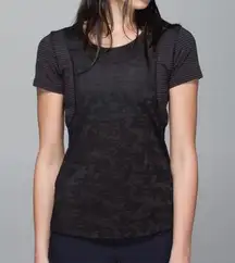Lululemon Black Striped & Camo Run For Days Short Sleeve Shirt