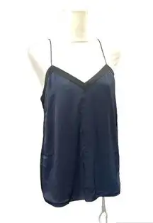 Tibi Blue & Black Color Block Silk Tank Top Size 2 NWT