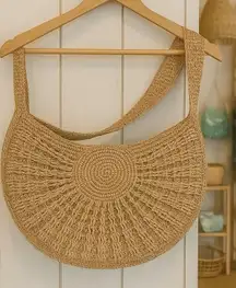 Ale by Alessandra Rafia Straw Medium Size Purse Long Strap Coastal Boho Resort