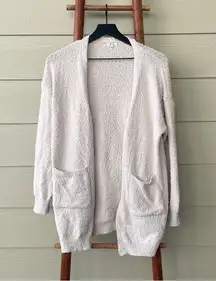 Debut Minimalist Popcorn Textured Open Front Cardigan Cream Small