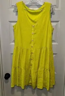 Indigo Rose Lime Green V Neck Sleeveless Button Front Dress size XL