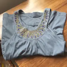 Deletta Dark Phoenix beaded, ruffled keyhole tank