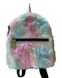 Betsey Johnson Unicorn Rainbow Fuzzy Backpack NEW