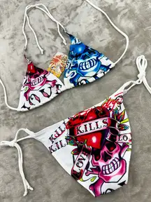 🔥 Ed Hardy Skull Bikini Set • Y2K Tattoo • 2000s Vintage • NWT • Size S/M ( NEW )