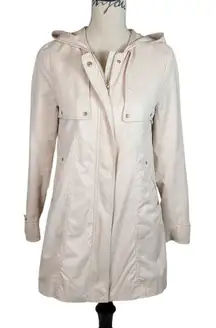 H&M Hooded Rain Coat Utility Jacket Beige Taupe Size 4