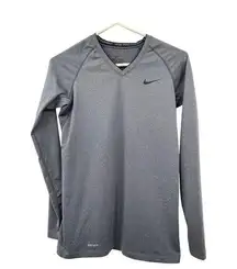 Nike  Pro Combat Shirt Womens S Used Gray Black Fitted Long Sleeve 363938