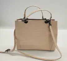 Firenze Croc Embossed Leather tote crossbody Tan