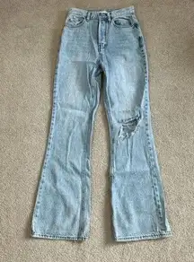 Pacsun light wash distressed high rise bootcut flared jeans in size 25
