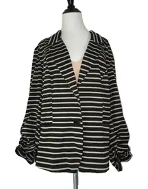 Cato Ponte Knit Blazer Jacket Women Plus 26W 28W 4X Suit Coat Black Beige Stripe