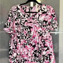 Vanilla Bay Pink and Black Floral Blouse
